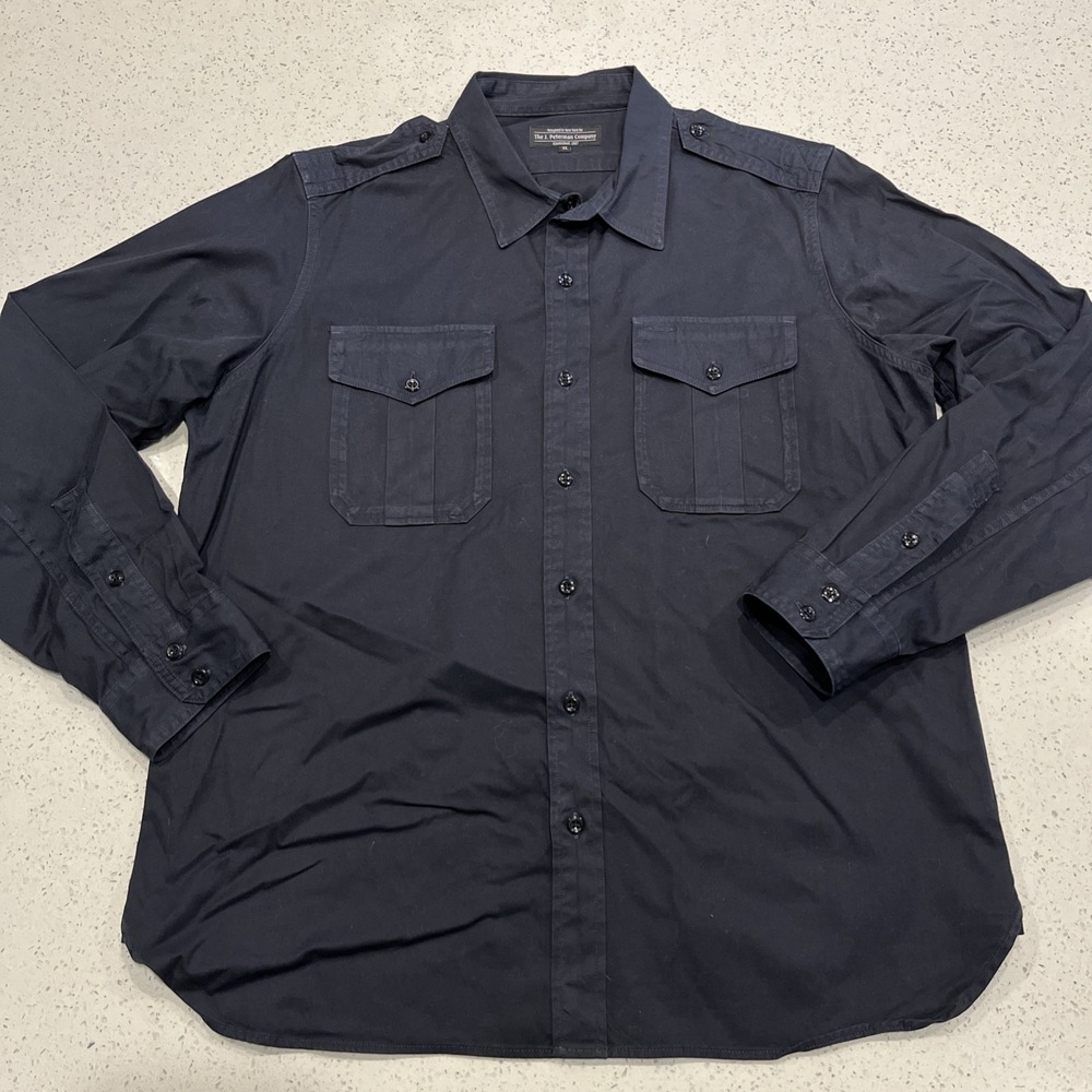 Vintage The J. Peterman Company Black Cotton Utility Safari Shirt Men's Size XL